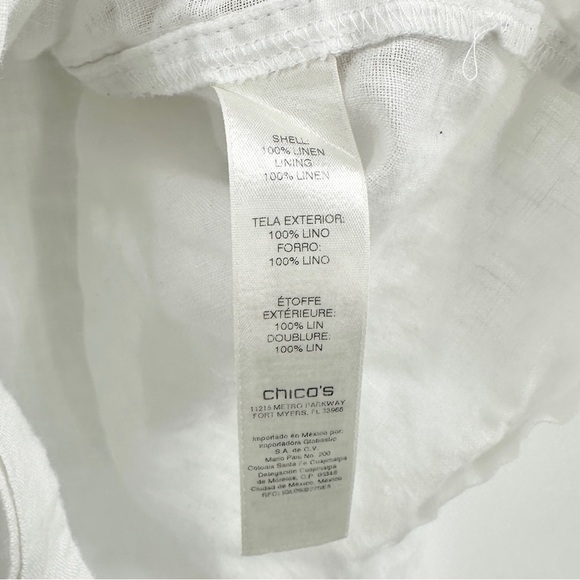 Chico’s 100% Linen Layered Side Slit Button Front Collared Sleeveless Tunic Top - Picture 7 of 8